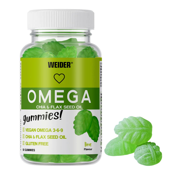 Weider Omega Gummies, Lime - 50 gummies | High-Quality Omegas, EFAs, CLA, Oils | MySupplementShop.co.uk