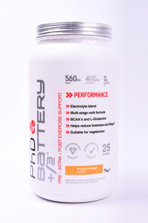 PhD Battery +/-3, Orange and Mango - 1000 grams | High-Quality Pre & Post Workout | MySupplementShop.co.uk