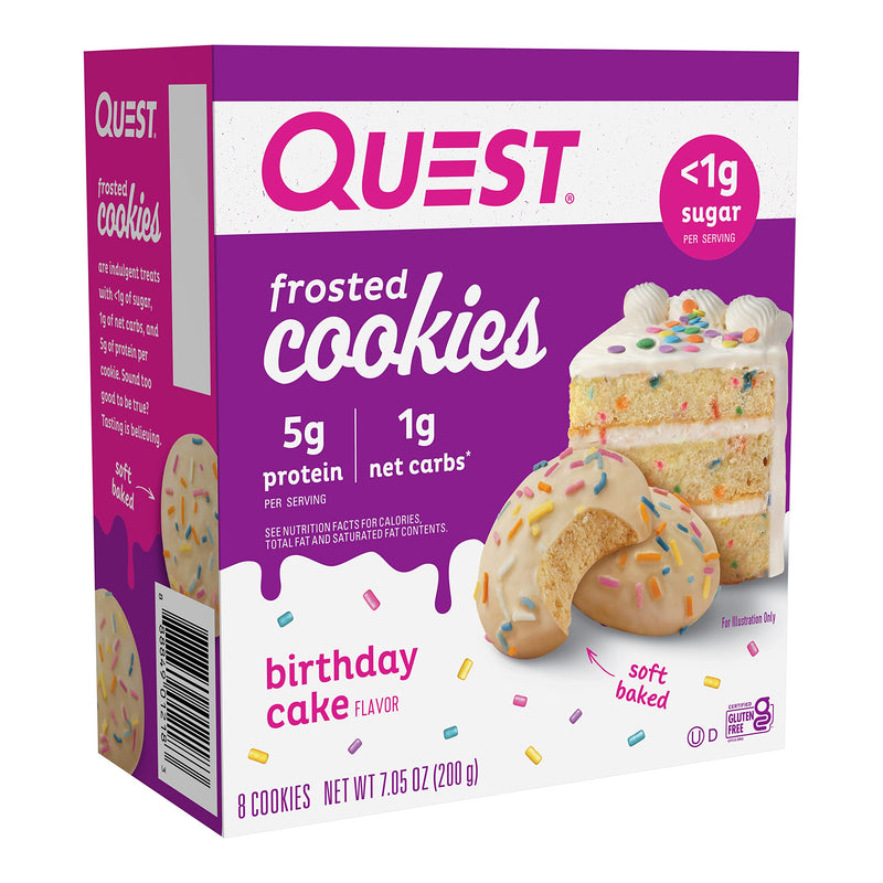 Quest Nutrition Frosted Cookies 8x25g Birthday Cake | High-Quality Chocolate | MySupplementShop.co.uk