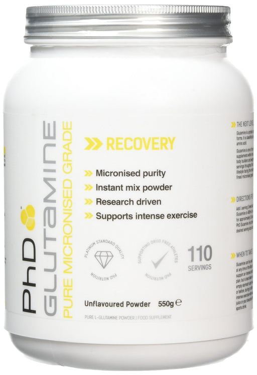 PhD L-Glutamine, Powder - 550 grams | High-Quality L-Glutamine, Glutamine | MySupplementShop.co.uk