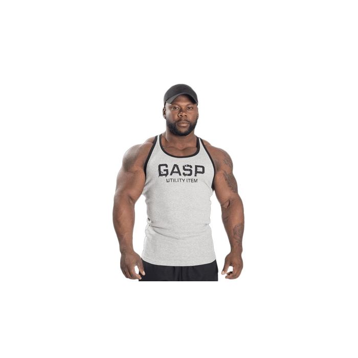 GASP Ribbed T-Back - Grey Melange - Small - Tank Top at MySupplementShop by Gasp