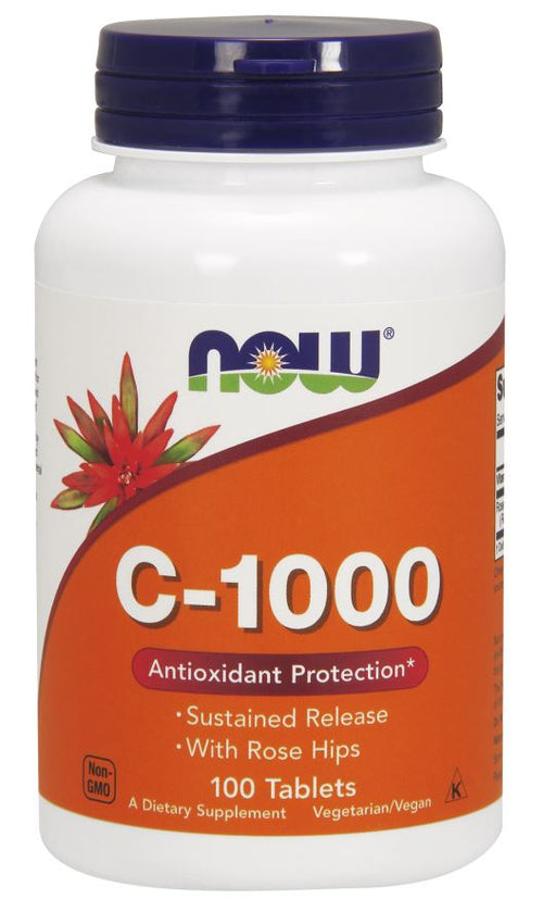 NOW Foods Vitamin C-1000 with Rose Hips - Sustained Release - 100 tabs | High-Quality Health and Wellbeing | MySupplementShop.co.uk