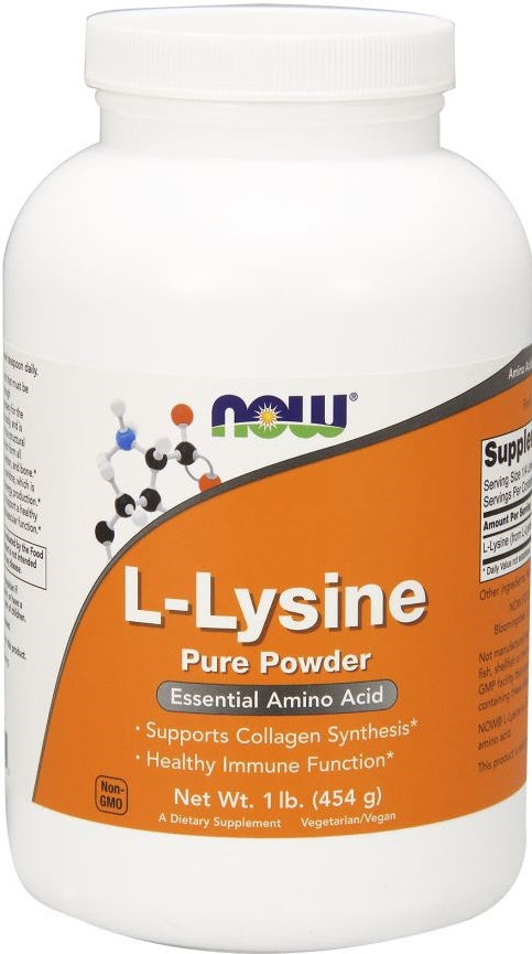 NOW Foods L-Lysine, 1000mg (Powder) - 454g | High-Quality Amino Acids | MySupplementShop.co.uk