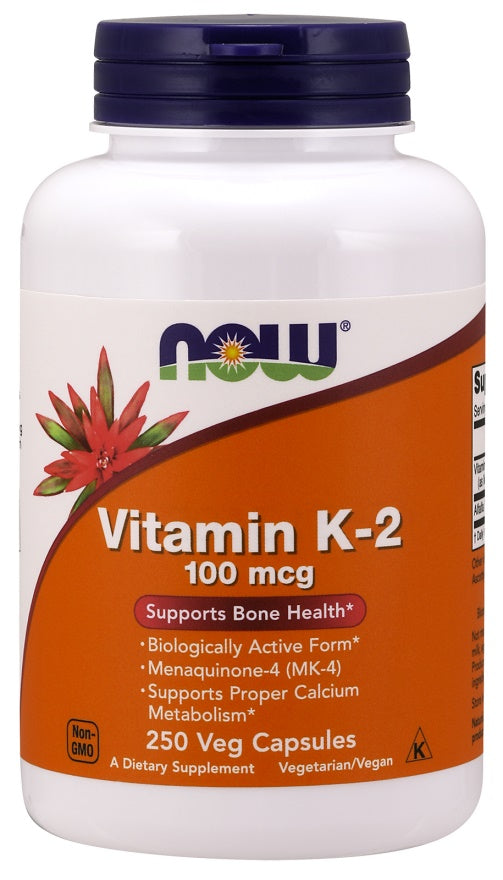 NOW Foods Vitamin K-2, 100mcg - 250 vcaps - Vitamins & Minerals at MySupplementShop by NOW Foods