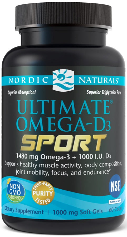 Nordic Naturals Ultimate Omega-D3 Sport, 1480mg Lemon - 60 softgels | High-Quality Omegas, EFAs, CLA, Oils | MySupplementShop.co.uk