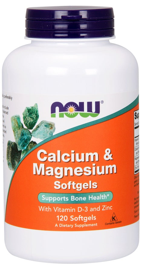 NOW Foods Calcium & Magnesium with Vit D and Zinc - 120 softgels | High-Quality Vitamins & Minerals | MySupplementShop.co.uk
