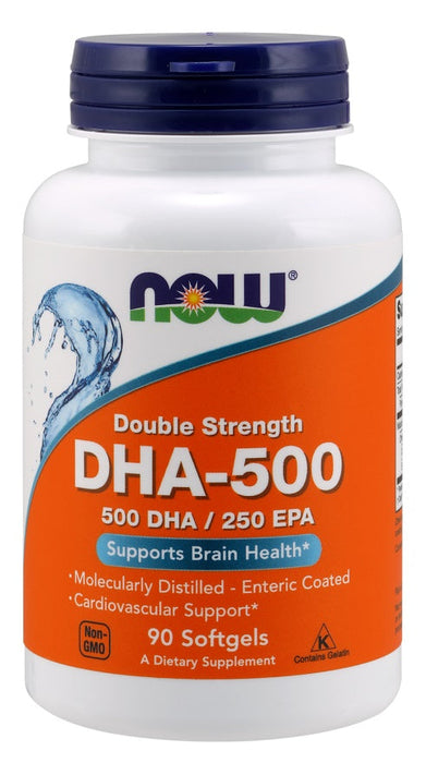 NOW Foods DHA-500, 500 DHA / 250 EPA - 90 softgels - Omegas, EFAs, CLA, Oils at MySupplementShop by NOW Foods