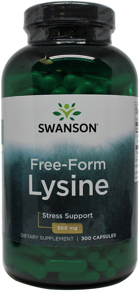 Swanson L-Lysine, 500mg Free-Form - 300 caps | High-Quality Amino Acids and BCAAs | MySupplementShop.co.uk