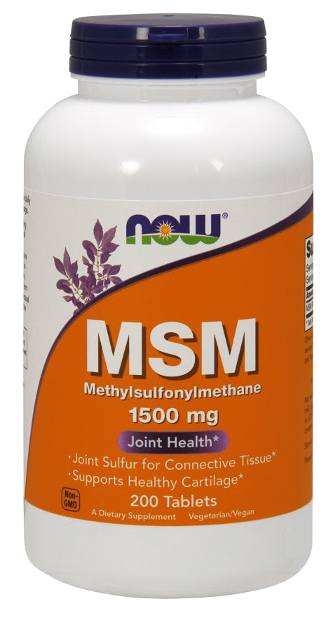 NOW Foods MSM Methylsulphonylmethane, 1500mg - 200 tabs | High-Quality Joint Support | MySupplementShop.co.uk