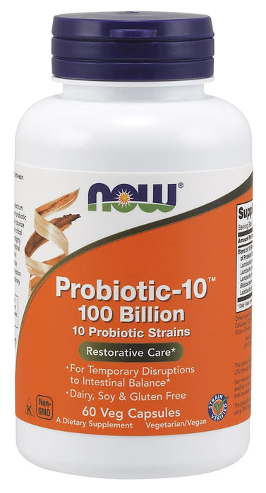 NOW Foods Probiotic-10, 100 Billion - 60 vcaps - Health and Wellbeing at MySupplementShop by NOW Foods