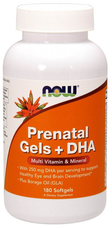 NOW Foods Prenatal Gels + DHA - 180 softgels | High-Quality DHA | MySupplementShop.co.uk
