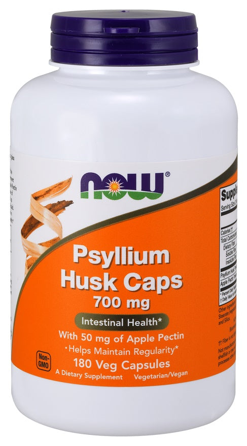 NOW Foods Psyllium Husk with Apple Pectin, 700mg - 180 vcaps | High-Quality Health and Wellbeing | MySupplementShop.co.uk