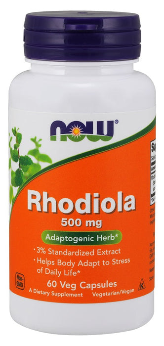 NOW Foods Rhodiola, 500mg - 60 vcaps - Health and Wellbeing at MySupplementShop by NOW Foods