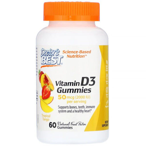 Doctor's Best Vitamin D3 Gummies, Tropical Mango - 60 gummies | High-Quality Sports Supplements | MySupplementShop.co.uk