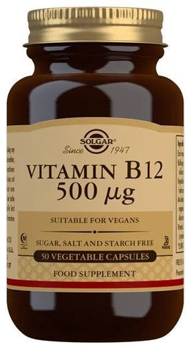 Solgar Vitamin B12, 500mcg - 50 vcaps | High-Quality Sports Supplements | MySupplementShop.co.uk