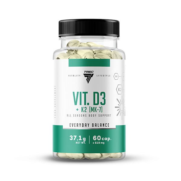Trec Nutrition Vit D3 + K2 MK-7 - 60 caps | High-Quality Sports Supplements | MySupplementShop.co.uk