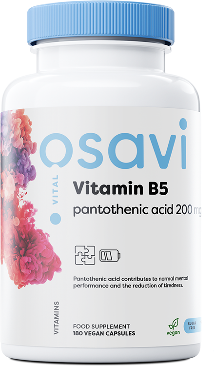 Osavi Vitamin B5 Pantothenic Acid, 200mg - 180 vegan caps - Health and Wellbeing at MySupplementShop by Osavi