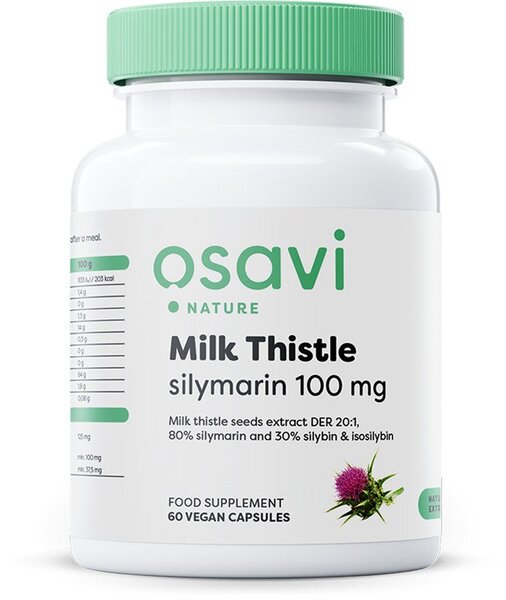 Osavi Milk Thistle, Silymarin 100mg - 60 vegan caps - Health and Wellbeing at MySupplementShop by Osavi