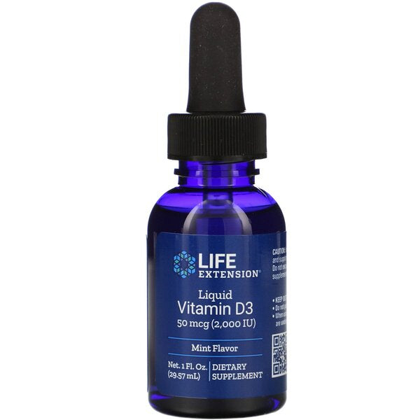 Life Extension Liquid Vitamin D3, 50mcg (Mint) - 29 ml. | High-Quality Health and Wellbeing | MySupplementShop.co.uk