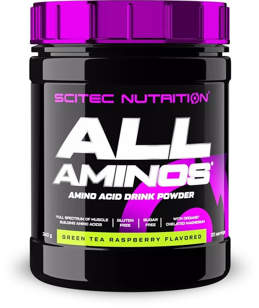 SciTec All Aminos, Green Tea Raspberry - 340 grams | High-Quality Amino Acids and BCAAs | MySupplementShop.co.uk