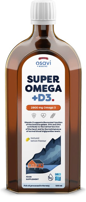 Osavi Super Omega + D3 2900mg Omega 3 (Lemon)  500 ml. - Omegas, EFAs, CLA, Oils at MySupplementShop by Osavi