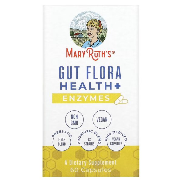 MaryRuth Organics Gut Flora Health+ Enzymes - 60 caps | High-Quality Sports Supplements | MySupplementShop.co.uk