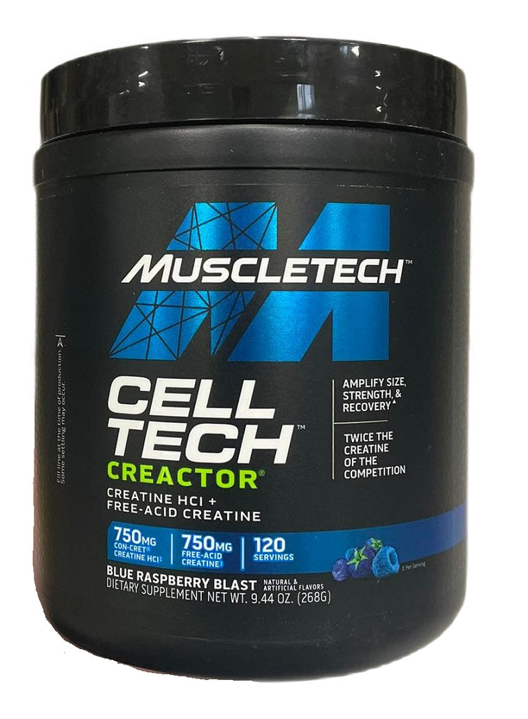 MuscleTech Cell Tech Creactor, Blue Raspberry Blast - 268 grams | High-Quality Creatine Supplements | MySupplementShop.co.uk