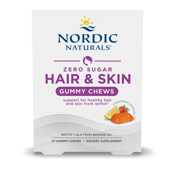 Hair & Skin Gummy Chews, Strawberry Lemonade - 27 gummy chews by Nordic Naturals at MYSUPPLEMENTSHOP.co.uk