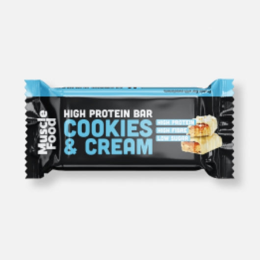 Musclefood Cookies & Cream High Protein Bar 12 x 45g | High-Quality Sports Nutrition | MySupplementShop.co.uk